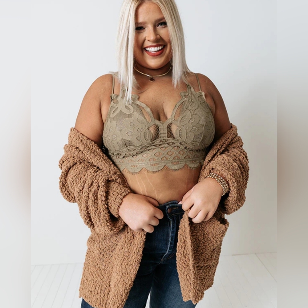 Plus Size Bralette in Olive Color